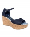 A cool canvas upper and an awesome cork wedge makes the Haylyn platform sandals by Rockport a sure bet for summer.