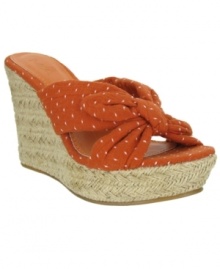 Itty bitty polka dots are big time cute. Mia's Rita wedge sandals take summer-time style to a whole new level.