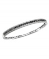 Slip a hint of luxury on your wrist with a twist of contrasting sparkle. This sweet bangle from Effy Collection combines round-cut black diamonds (1-3/4 ct. t.w.) and round-cut white diamonds (1/3 ct. t.w.) for an effortlessly chic design. Crafted in 14k white gold. Approximate diameter: 2 inches.