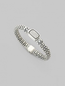 From the Arcadian Mist Collection. Dazzling bracelet with sterling silver caviar beading and pave diamonds set in 18k white gold. .68 tcw 7 long Signature lobster clasp Made in USA From the Arcadian Mist Collection. Dazzling bracelet with sterling silver caviar beading and pave diamonds set in 18k white gold. .68 tcw 7 long Signature lobster clasp Made in USA
