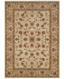 Presenting a intricate floral detail upon a soft ivory ground, the Premier area rug from Dalyn reinvents a beautiful Persian rug design for the Modern home. Made in Egypt of durable polypropylene and shimmering polyester fibers, it provides any room with captivating texture and added dimension.