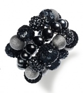 Beads bring modern fashion with this Style&co. bracelet. The three-row design showcases hematite and black plastic stones for an intriguing accessory. Crafted in hematite tone mixed metal. Approximate length: 7-1/2 inches.