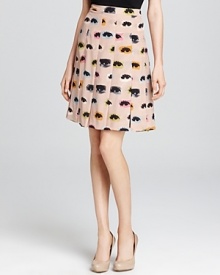 Get spotted in style with this pleated Moschino Cheap and Chic skirt adorned with eye-catching pop art print. Get spotted in style with this pleated Moschino Cheap and Chic skirt adorned with eye-catching pop art print.