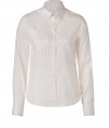 Immaculately tailored, this office-ready blouse from Paul Smith exudes polished style - Spread collar, long sleeves, front button placket, single chest pocket, slim fit, all-over stripe print - Pair with slim trousers or a pencil skirt and heels