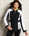 Sporty spice: with its colorblock design, waist-defining belt and neon-bright lining, this jacket from Dollhouse is a stylish piece for active girls!