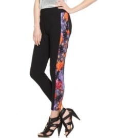 Rock standout style with Bar III Front Row's leggings. The printed inset adds graphic punch to your look. Rock standout style with Bar III Front Row's leggings. The printed inset adds graphic punch to your look.