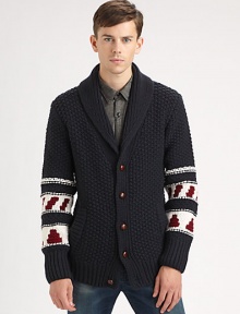 With a look that is unquestionably Burberry Brit, a shawl-collar wool sweater with convenient slash pockets.Shawl collarButton frontSlash pocketsRibbed trimWoolDry cleanImported With a look that is unquestionably Burberry Brit, a shawl-collar wool sweater with convenient slash pockets.Shawl collarButton frontSlash pocketsRibbed trimWoolDry cleanImported