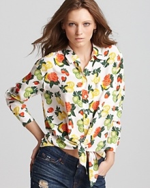 Master laid-back luxury with this silk Equipment blouse abloom with flora in bright citrus hues. Worn with distressed denim the look is relaxed and easy, just like your style sensibility.