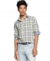 Play up summer patterns with this plaid shirt from Kenneth Cole Reaction for a seasonal cool look.