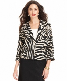 Go wild in Alfani's zebra-print blazer. Pair it with a sleek pencil skirt for a work-ready ensemble.