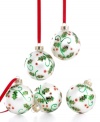Trim your tree with snow-white holly ornaments from Martha Stewart Collection for boughs of shimmer and cheer. With a matte finish and gold glitter.