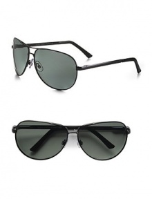 EXCLUSIVELY OURS. A timeless look for men of every age and style, crafted in lightweight metal with double-bridge detail. Polarized lenses 100% UV protective Imported EXCLUSIVELY OURS. A timeless look for men of every age and style, crafted in lightweight metal with double-bridge detail. Polarized lenses 100% UV protective Imported