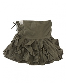 A soft cotton jersey skirt gets the girlie treatment with cascading, light-as-air ruffles and ruched detailing for a chic flounce. A soft cotton jersey skirt gets the girlie treatment with cascading, light-as-air ruffles and ruched detailing for a chic flounce.