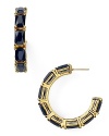 Deep navy stones in gold-tone settings are a rich and regal combination. Add classic polish your jewelry box with these elegant kate spade new york hoops.