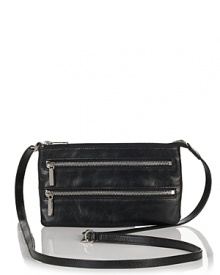 Go rocker chic with Hobo International's zipper-detailed leather crossbody bag. Go rocker chic with Hobo International's zipper-detailed leather crossbody bag.