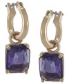 Well worth the weight. Carolee's hoop earrings, crafted from gold-tone mixed metal, bring a little something extra in the form of pretty purple epoxy stones for a vibrant touch. Approximate drop: 1-1/4 inches.