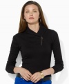 Lauren Ralph Lauren's soft cotton jersey pullover is made with a heritage shawl collar and chic zip-up detailing.