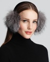 Hit the slopes in chic fox fur earmuffs with velvet trim from Surrell.