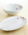 Complete your table with these lovely serving pieces from the Mikasa Red Berry dinnerware and dishes collection. Includes 1 serving bowl and 1 platter.