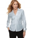 Jones New York presents a perfect petite shirt for work-- and it does not require ironing!