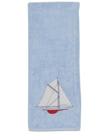 Set sail for uncharted bath decor with this nautical-themed bath towel from Creative Bath. Emblazoned with a seafaring schooner, this plush towel docks beautifully-powder rooms to bathrooms. Set sail for uncharted bath decor with this nautical-themed bath towel from Creative Bath. Emblazoned with a seafaring schooner, this plush towel docks beautifully-powder rooms to bathrooms.