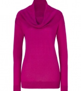 A contemporary feminine choice packed with wearing possibilities, DKNYs oversaturated cowl-neck pullover counts as a must for chic daytime looks - Oversized cowl neckline can also be worn off-the-shoulder, long sleeves, fine ribbed trim - Straight silhouette - Wear with everything from jeans and loafers to leather leggings and ankle boots