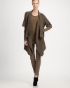 This plush, knit wool/cashmere blend style features a draped, open front and a wonderfully slouchy fit.Rib-knit neckline, cuffs and hemDropped shoulderShort sleevesDraped open frontSide pocketsAsymmetrical hemlineAbout 39 from shoulder to hem76% wool/14% cashmere/10% yakDry cleanImportedModel shown is 5'11 (180cm) wearing US size Small. 