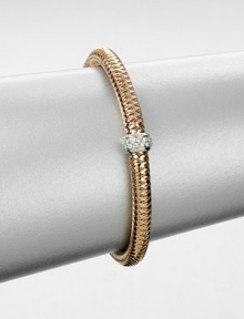 From the Primavera Collection. A intricately braided 18k rose gold design accented with a diamond encrusted 18k white gold slide bead. 18k white and rose goldDiamonds, .22 tcwDiameter, about 2Slip-on styleMade in Italy From the Primavera Collection. A intricately braided 18k rose gold design accented with a diamond encrusted 18k white gold slide bead. 18k white and rose goldDiamonds, .22 tcwDiameter, about 2Slip-on styleMade in Italy