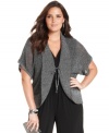 Add sparkle to your style with Spense's short sleeve plus size cardigan, flaunting a metallic finish.