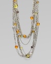 Graceful sterling silver chains of different patterns scattered with a colorful array of smooth semi-precious stones.Citrine, lemon citrine, smoky quartz, olive quartz and peridot Sterling silver Length, about 44 Toggle closure Imported