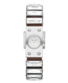 Expect the unexpected. Michael Kors combines leather and light-reflecting crystal on this watch. Expect the unexpected. Michael Kors combines leather and light-reflecting crystal on this watch.