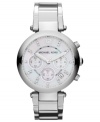 A feminine steel watch from Michael Kors' Parker collection, upgraded with sparkling accents.