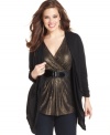 Snag two looks for one great price with Style&co.'s plus size layered look top, including a solid cardigan and metallic inset-- it's party-perfect!