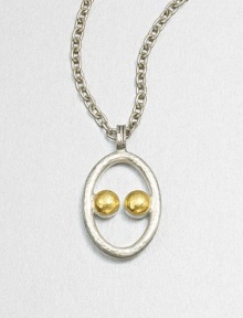 An abstract style with hammered sterling silver accented with radiant 24k gold on a link chain. Sterling silver24k goldLength, about 16-18 adjustablePendant size, about 1Lobster clasp closureImported An abstract style with hammered sterling silver accented with radiant 24k gold on a link chain. Sterling silver24k goldLength, about 16-18 adjustablePendant size, about 1Lobster clasp closureImported
