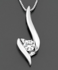 Stylized and sweet, you'll love the unique diamond Sirena heart necklace featuring round-cut diamond (1/7 ct. t.w.) set in 14k white gold. Approximate length: 18 inches. Approximate drop: 3/4 inch. Stylized and sweet, you'll love the unique diamond Sirena heart necklace featuring round-cut diamond (1/7 ct. t.w.) set in 14k white gold. Approximate length: 18 inches. Approximate drop: 3/4 inch.