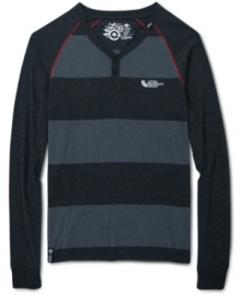 Trendy and layerable henley by LRG with super thick horizontal stripes and made from 100% cotton for breathability and coziness. Trendy and layerable henley by LRG with super thick horizontal stripes and made from 100% cotton for breathability and coziness.