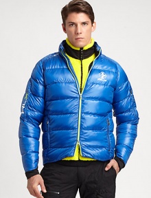 Constructed from durable, water-resistant nylon, this plush down jacket is a superior choice for cold-weather activities.Two-way zip frontSide zip pocketsZippered pocket at sleeveAbout 23 from shoulder to hemNylonFill: 80% nylon/20% other fetahersMachine washImported Constructed from durable, water-resistant nylon, this plush down jacket is a superior choice for cold-weather activities.Two-way zip frontSide zip pocketsZippered pocket at sleeveAbout 23 from shoulder to hemNylonFill: 80% nylon/20% other fetahersMachine washImported