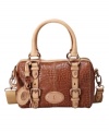 An eye-catching python print adds a touch of sass to this satchel by Fossil. With striking rose goldtone hardware and buckle front detailing, this style is oh-so deserving of a place in your handbag collection.