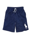 Breathable, lightweight cotton mesh short is finished with an iconic embroidered Big Pony for sporty tournament style.
