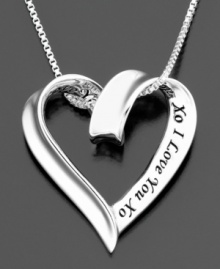Say it with style. This touching pendant features I Love You inscribed on a beautiful heart. Crafted in sterling silver. Approximate length: 18 inches. Approximate drop: 1 inch. Say it with style. This touching pendant features I Love You inscribed on a beautiful heart. Crafted in sterling silver. Approximate length: 18 inches. Approximate drop: 1 inch.