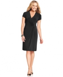 This versatile petite dress from Charter Club features a faux wrap silhouette that instantly flatters. Perfect for a brunch or even for the office! This versatile petite dress from Charter Club features a faux wrap silhouette that instantly flatters. Perfect for a brunch or even for the office!