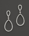 Diamond teardrop earrings in 18K white gold. From Roberto Coin.