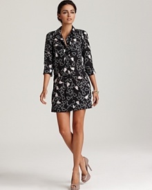 A black and white abstract print creates a smart look for this DIANE von FURSTENBERG shift dress, the perfect update for your fall wardrobe. Nude pumps keep the look polished, but for downtown edge, nothing is better than brogues. A black and white abstract print creates a smart look for this DIANE von FURSTENBERG shift dress, the perfect update for your fall wardrobe. Nude pumps keep the look polished, but for downtown edge, nothing is better than brogues.