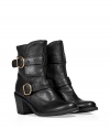 Add instant trend-right edge to your casual ensembles with these luxe leather boots from celeb favorite shoe line Fiorentini & Baker - Slightly upturned rounded toe, chunky mid-heel, dual ankle straps - Runs large, so order a size down - Wear with denim cut offs, a floral mini-dress, or skinny jeans and an oversized top