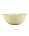 With fanciful beading and a feminine edge, this Lenox French Perle serving bowl has an irresistibly old-fashioned sensibility. Hard-wearing stoneware is dishwasher safe and, in a soft pistachio hue with antiqued trim, a graceful addition to every meal. Qualifies for Rebate