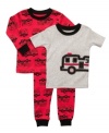He'll have sweet dreams of being a hero in this three-piece sleep set from Carters. A snug fit and banded cuffs keep him safe and warm all night long.