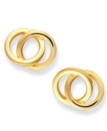 Eternally chic. Giani Bernini's petite stud earrings feature interlocking cut-out circles in 24k gold over sterling silver. Approximate diameter: 1/4 inch. Eternally chic. Giani Bernini's petite stud earrings feature interlocking cut-out circles in 24k gold over sterling silver. Approximate diameter: 1/4 inch.