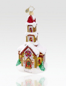 In stunning mouthblown European glass, this snow-capped cathedral ornament packs elegant pastoral charm.Mouthblown, handpainted glass 5½ high Made in Poland In stunning mouthblown European glass, this snow-capped cathedral ornament packs elegant pastoral charm.Mouthblown, handpainted glass 5½ high Made in Poland