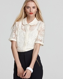 With a round collar and sheer lace flower pattern, this ultra-feminine MARC BY MARC JACOBS top offers of-the-moment vintage appeal to your every day wardrobe.