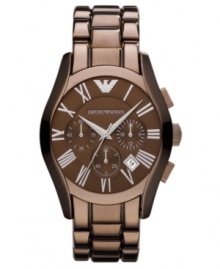 This Emporio Armani timepiece is a guilty pleasure for watch aficionados - with chocolate tones and striking accents.